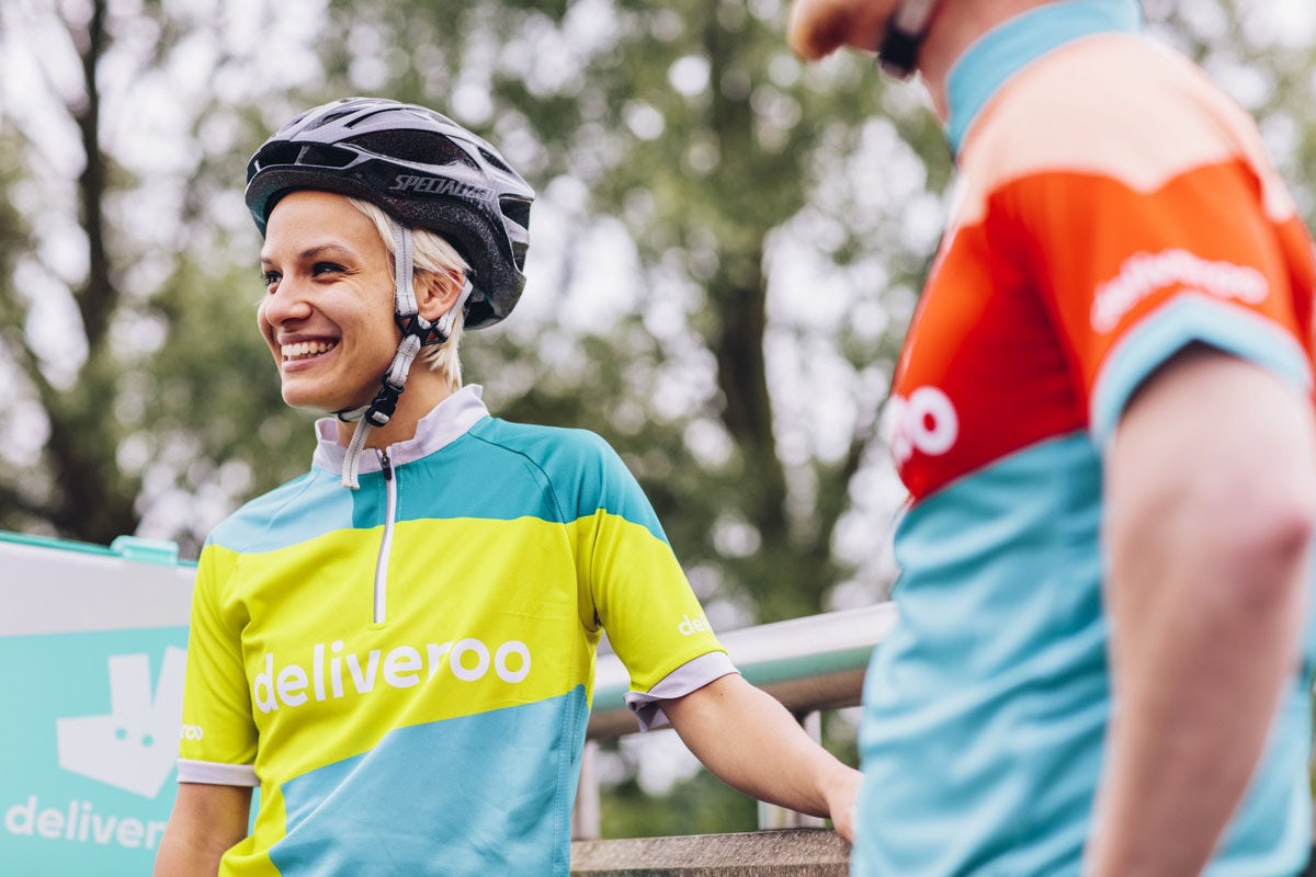 Deliveroo's rider kits feature a design inspired by the company's new logo